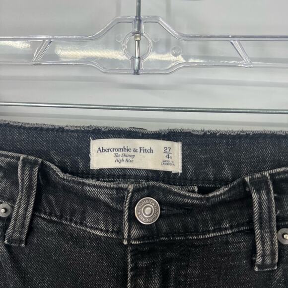 Abercrombie & Fitch The Skinny Jeans High Rise Black Distressed - Picture 3 of 8